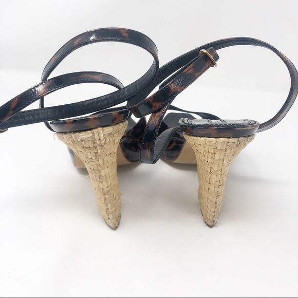 VIA SPIGA | Leopard Strappy Heels Wicker Sandals - Picture 4 of 8